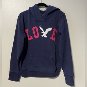 American Eagle Navy “LOVE” Pullover Hoodie Sweater